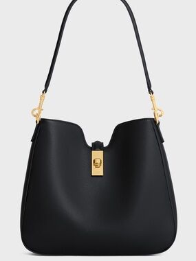 Celine Black Shoulder Bag with Gold Hardware